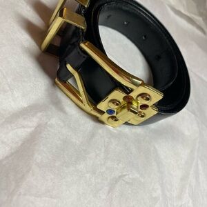 Versace Black Belt with Gold Buckle